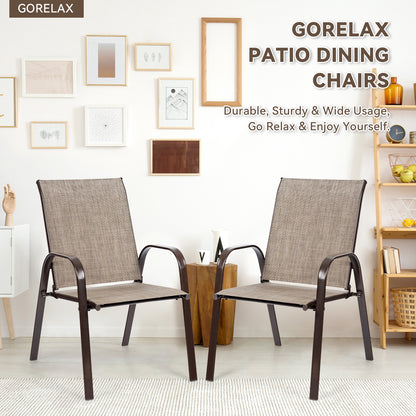 2 Pieces Patio Outdoor Dining Chair with Armrest, Gray Patio Dining Chairs at Gallery Canada