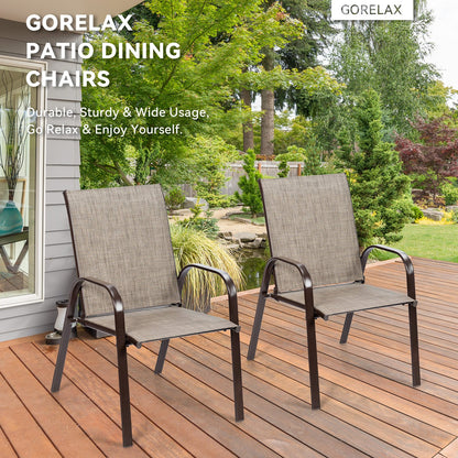 2 Pieces Patio Outdoor Dining Chair with Armrest, Gray Patio Dining Chairs at Gallery Canada