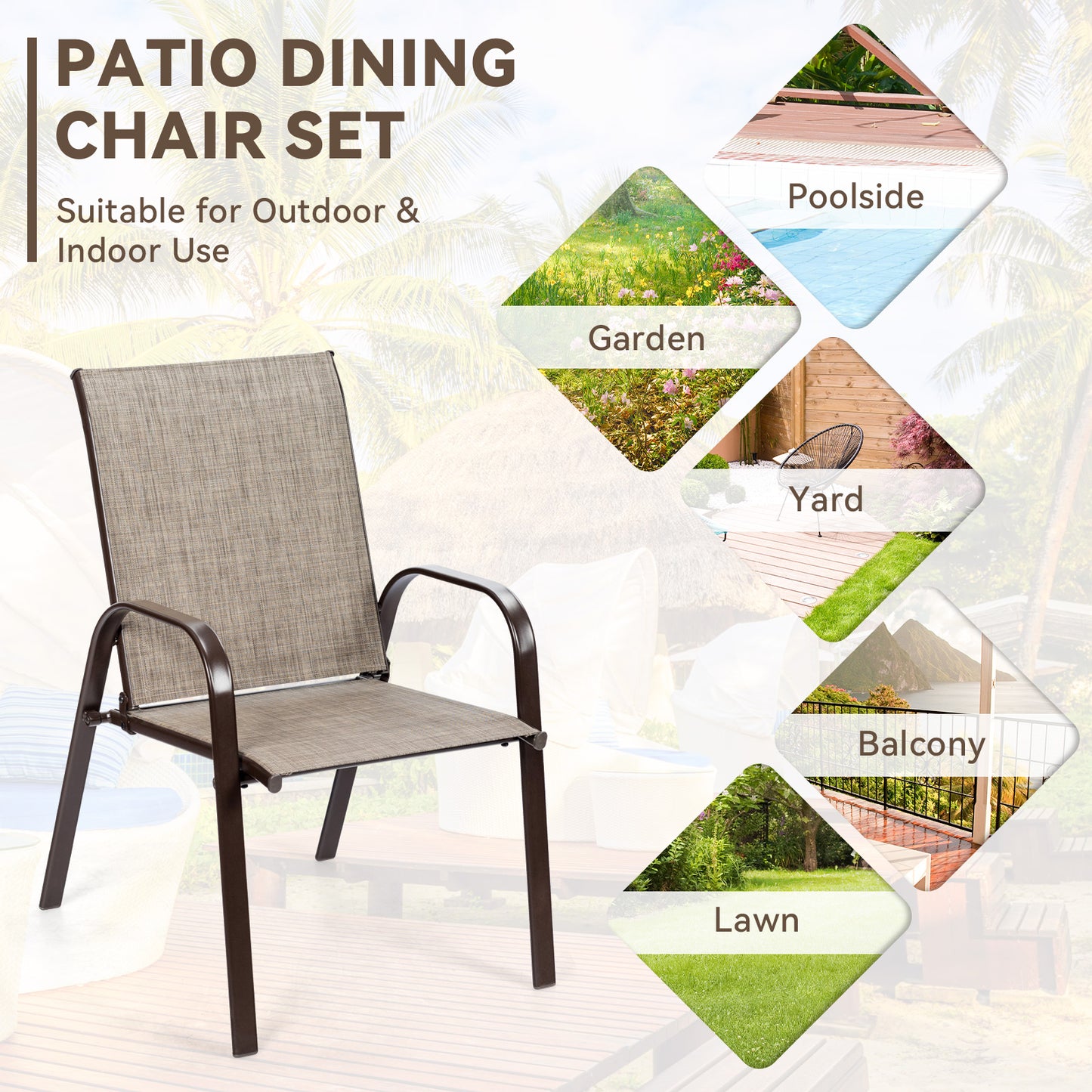 2 Pieces Patio Outdoor Dining Chair with Armrest, Gray Patio Dining Chairs at Gallery Canada