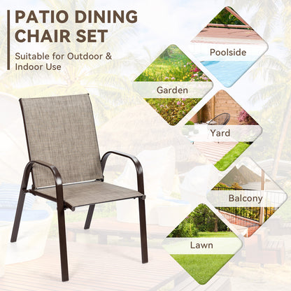 2 Pieces Patio Outdoor Dining Chair with Armrest, Gray Patio Dining Chairs at Gallery Canada