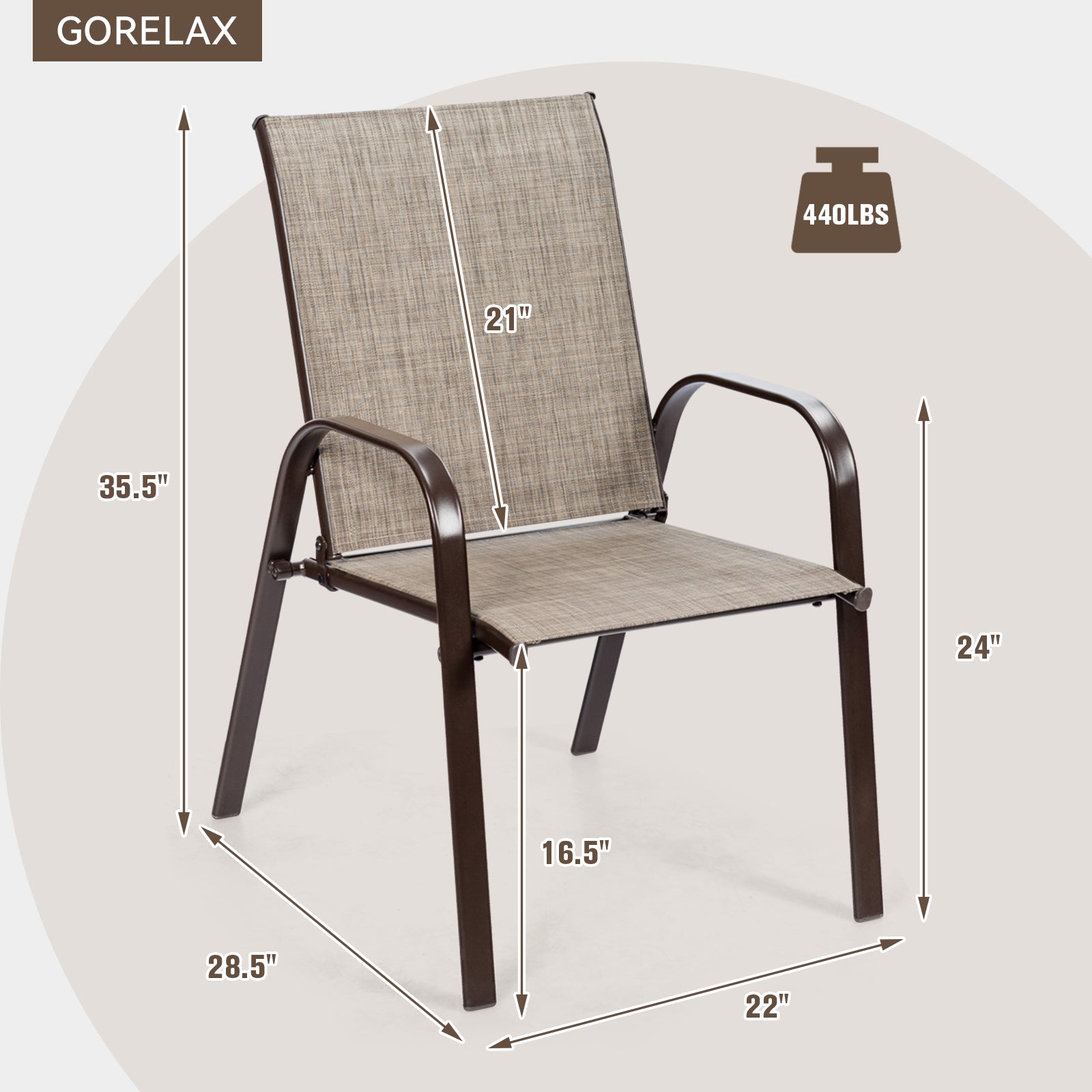 2 Pieces Patio Outdoor Dining Chair with Armrest, Gray Patio Dining Chairs at Gallery Canada