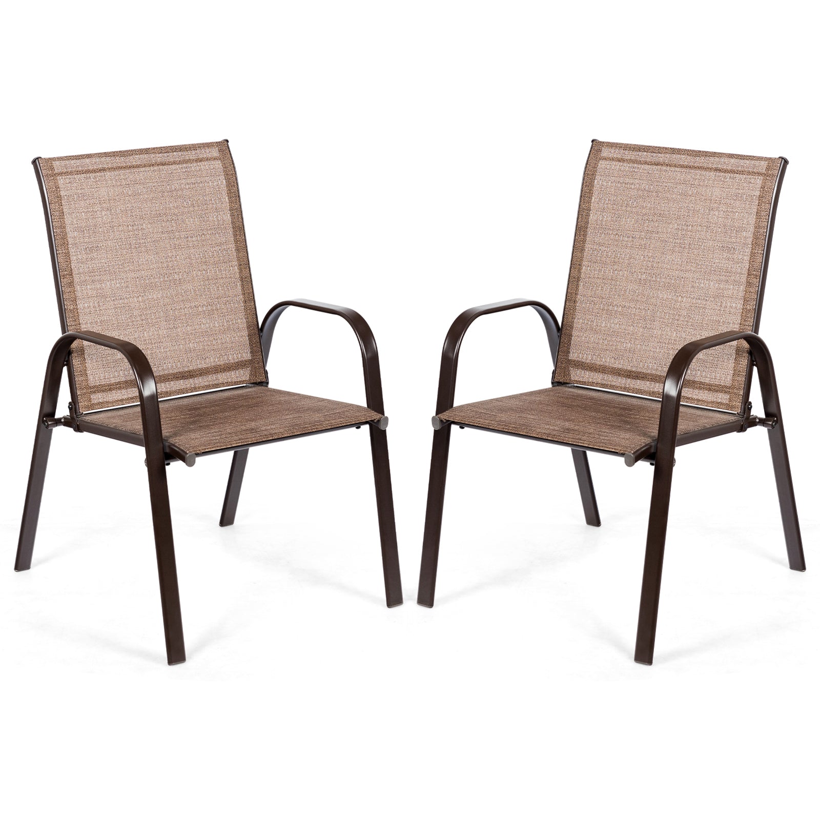 2 Pieces Patio Outdoor Dining Chair with Armrest, Brown Patio Dining Chairs at Gallery Canada
