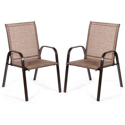 2 Pieces Patio Outdoor Dining Chair with Armrest, Brown Patio Dining Chairs at Gallery Canada