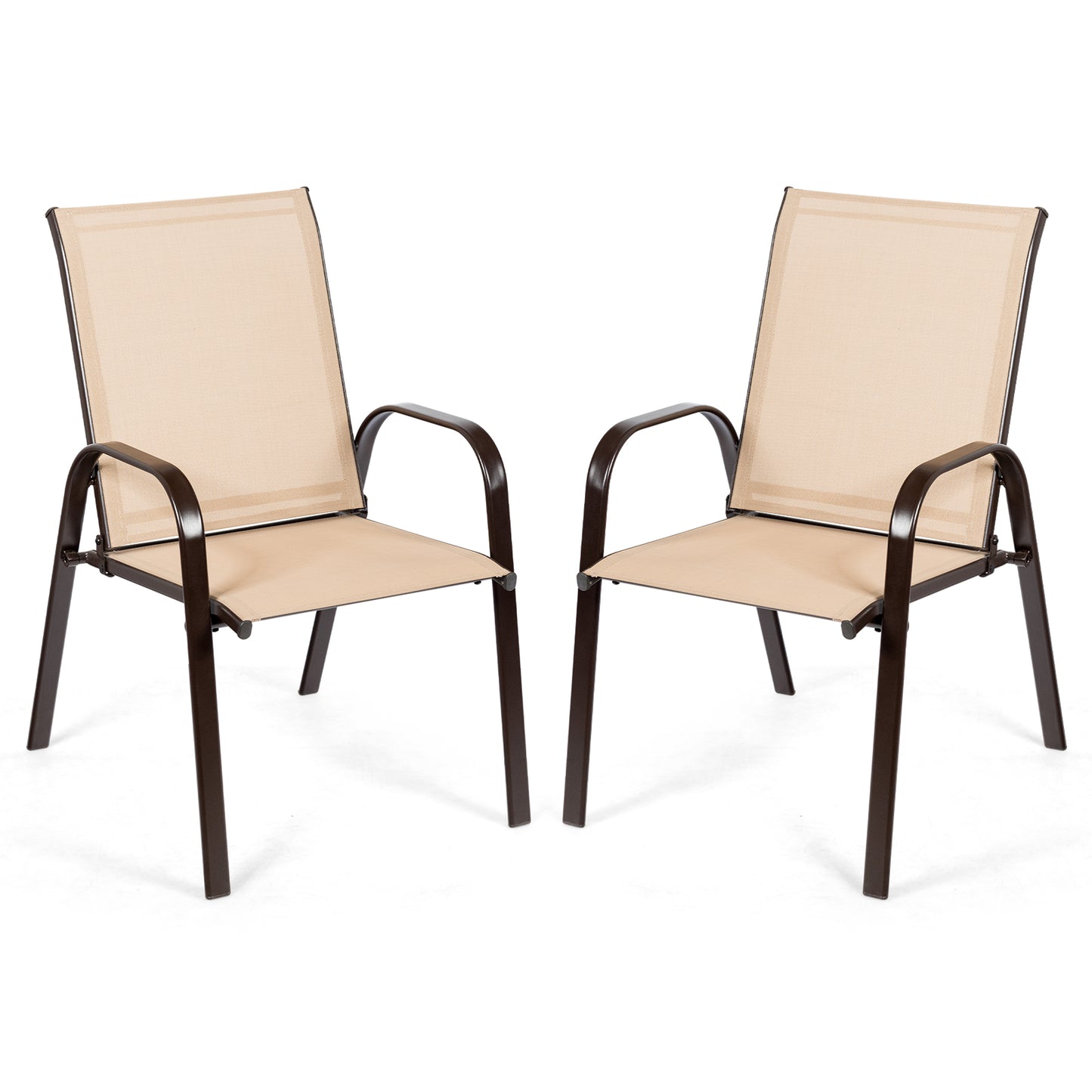 2 Pieces Patio Outdoor Dining Chair with Armrest, Beige Patio Dining Chairs Beige at Gallery Canada