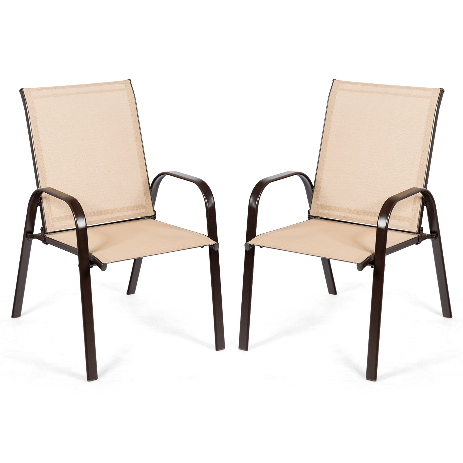 2 Pieces Patio Outdoor Dining Chair with Armrest, Beige Patio Dining Chairs Beige at Gallery Canada