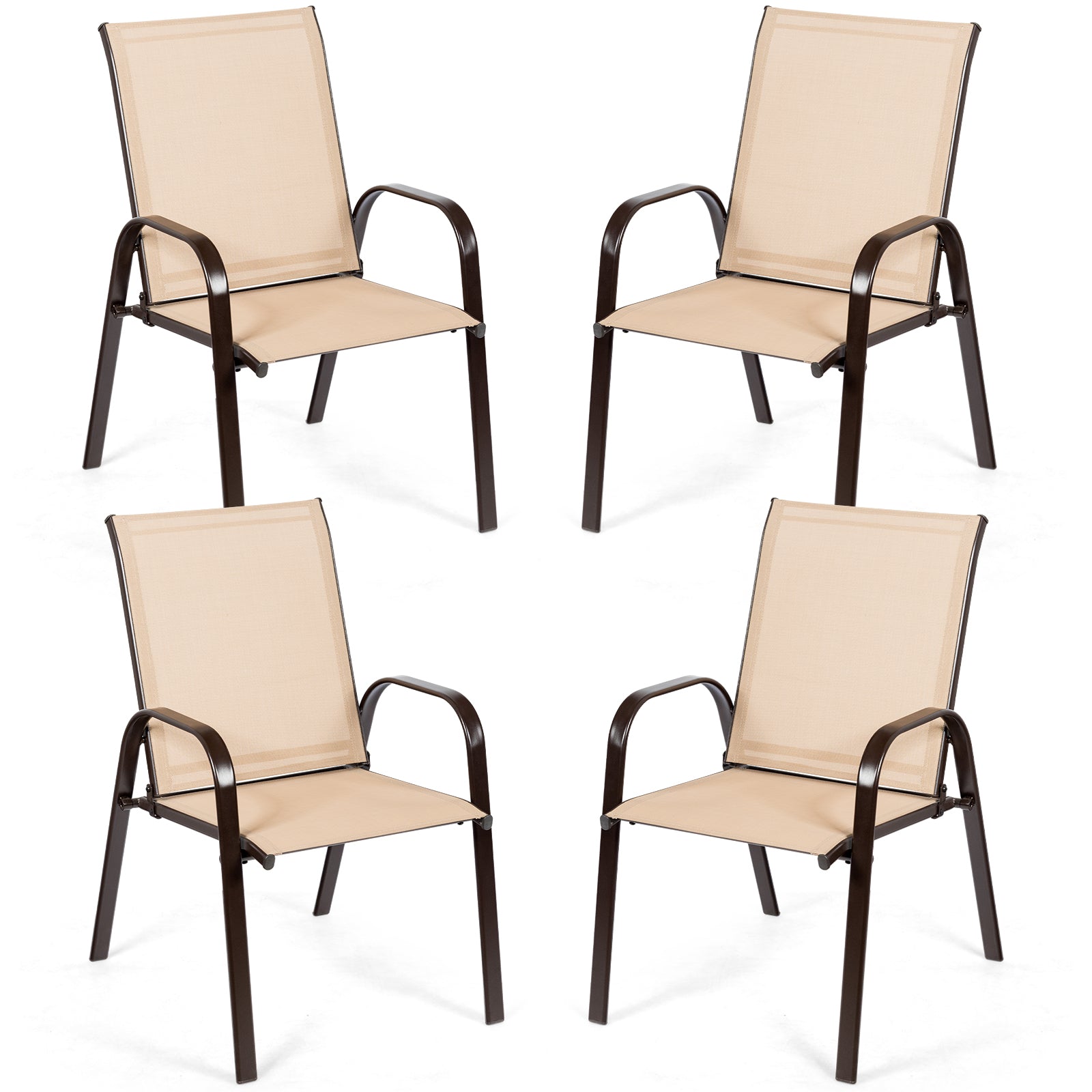 2 Pieces Patio Outdoor Dining Chair with Armrest, Beige Patio Dining Chairs at Gallery Canada