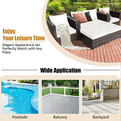 5 Pieces Patio Cushioned Rattan Furniture Set, White - Gallery Canada