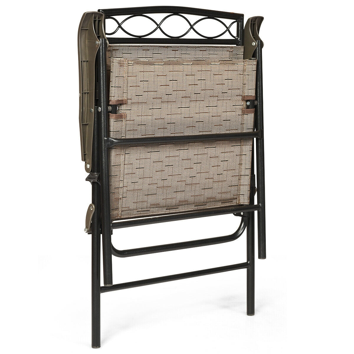 Set of 2 Patio Folding Chairs Sling Portable Dining Chair Set with Armrest, Brown Patio Dining Chairs at Gallery Canada