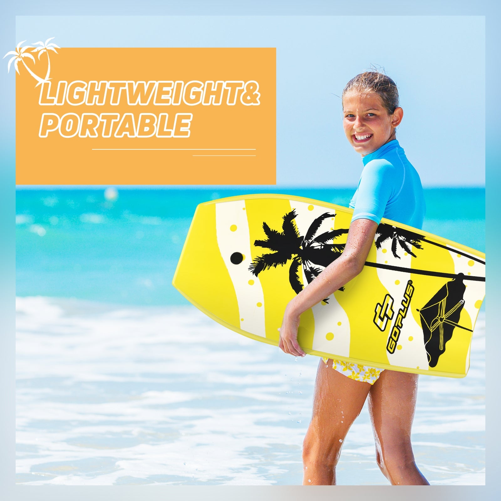 Lightweight Bodyboard With EPS Core, L, Yellow Surfing at Gallery Canada