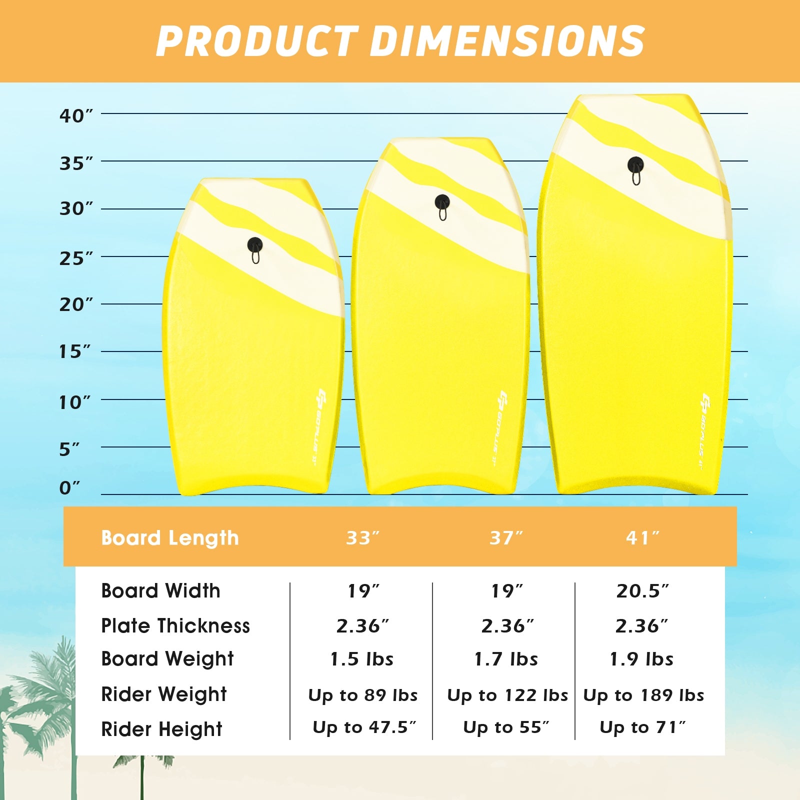 Lightweight Bodyboard With EPS Core, L, Yellow Surfing at Gallery Canada