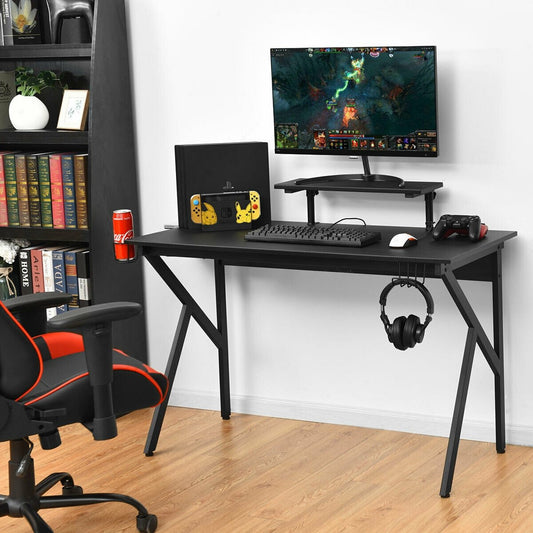 Gaming Desk Computer Desk with Cup Holder and Headphone Hook, Black - Gallery Canada