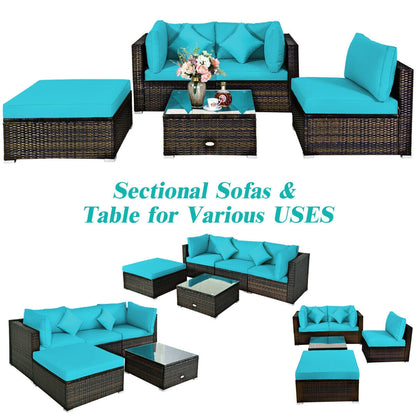 5 Pc Outdoor Patio Rattan Furniture Set, Turquoise Outdoor Sectionals at Gallery Canada