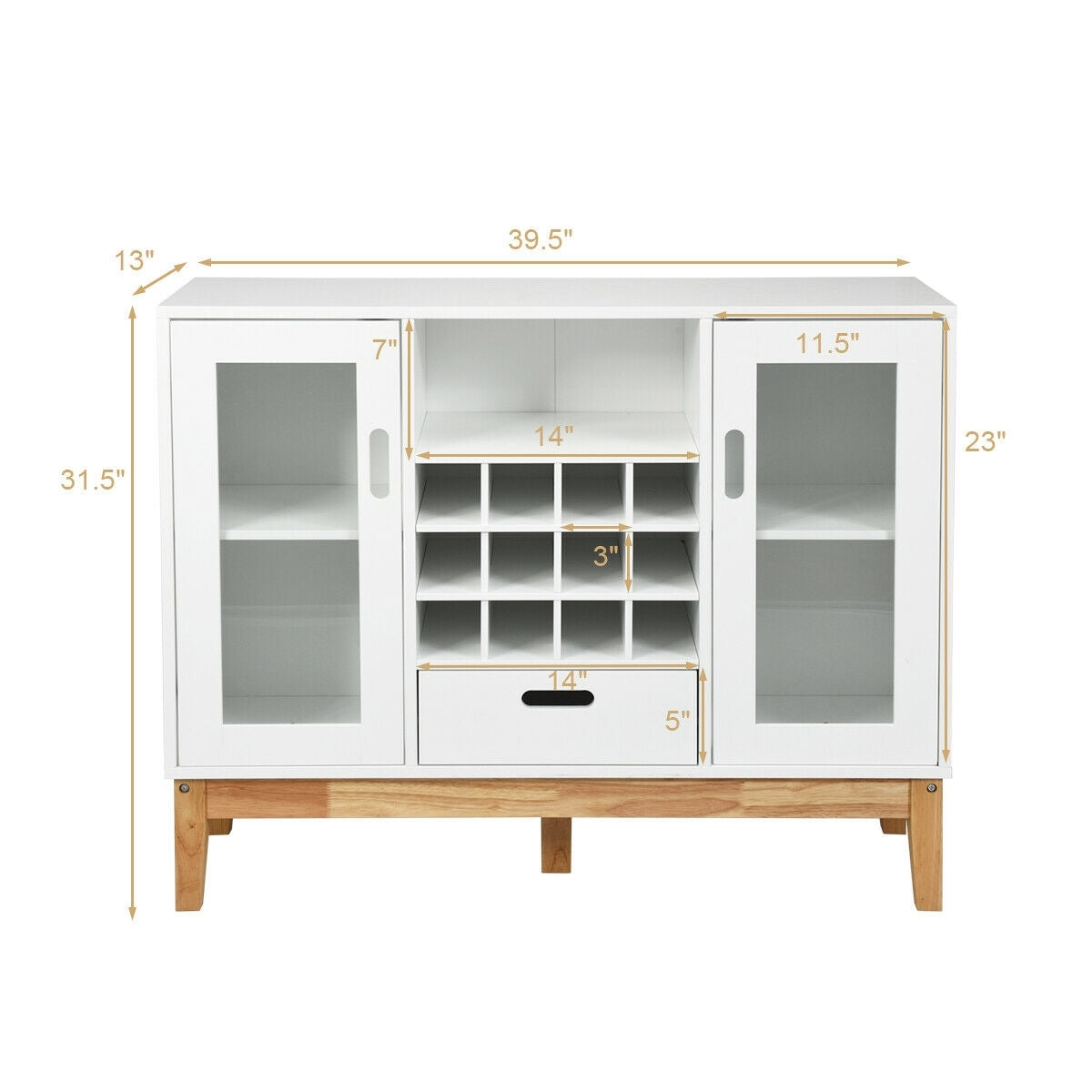 Wood Wine Storage Cabinet Sideboard Console Buffet Server, White Sideboards Cabinets & Buffets at Gallery Canada