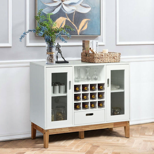 Wood Wine Storage Cabinet Sideboard Console Buffet Server, White - Gallery Canada