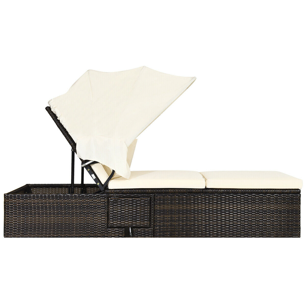 Outdoor Chaise Lounge Chair with Folding Canopy, White Outdoor Chaise Lounges at Gallery Canada