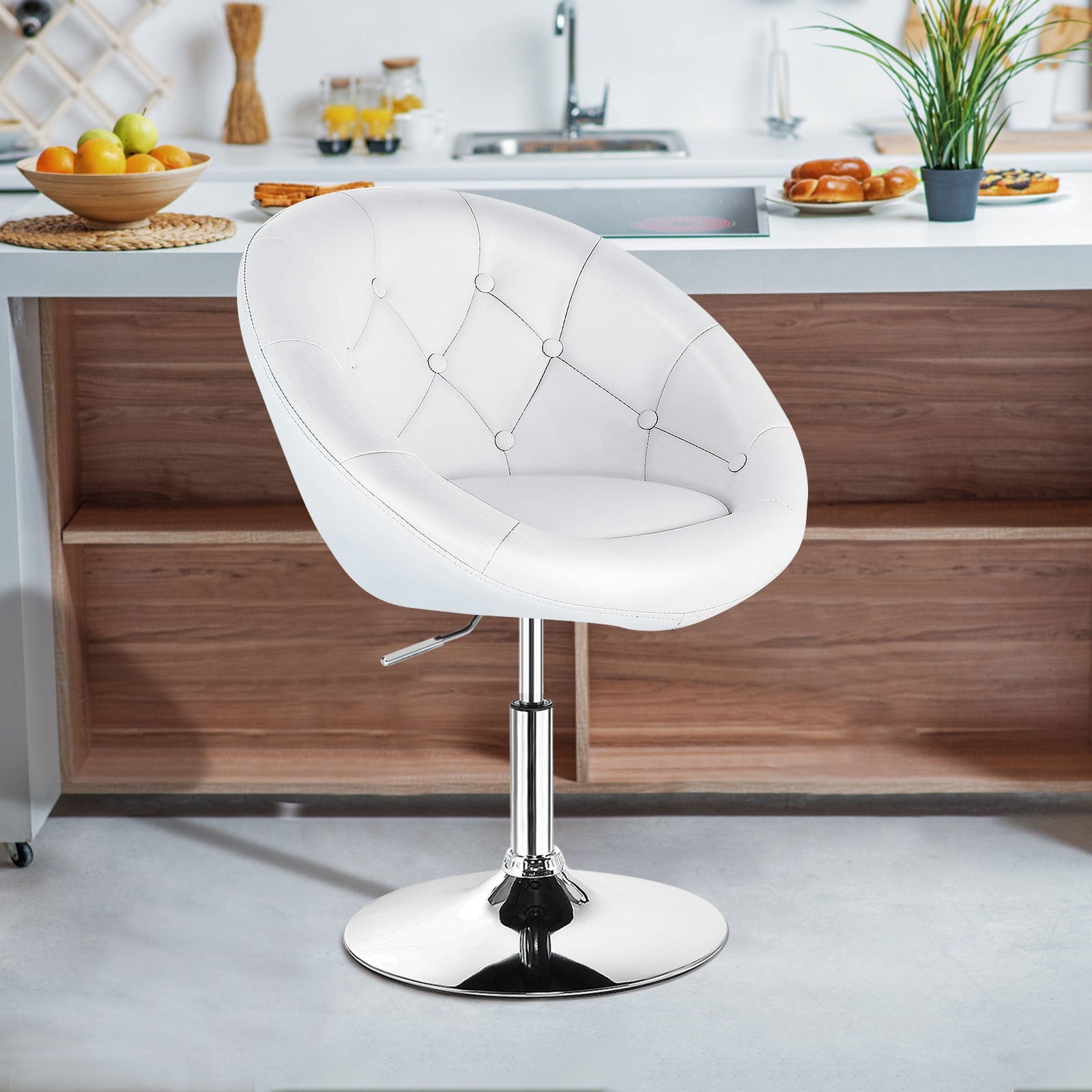 1 Piece Adjustable Modern Swivel Round Tufted, White Leisure Chairs at Gallery Canada