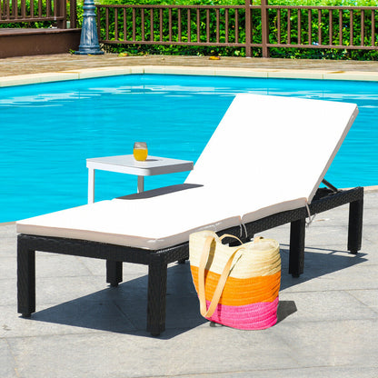 Patio Rattan Cushioned Height Adjustable Lounge Chair, White Outdoor Chaise Lounges at Gallery Canada