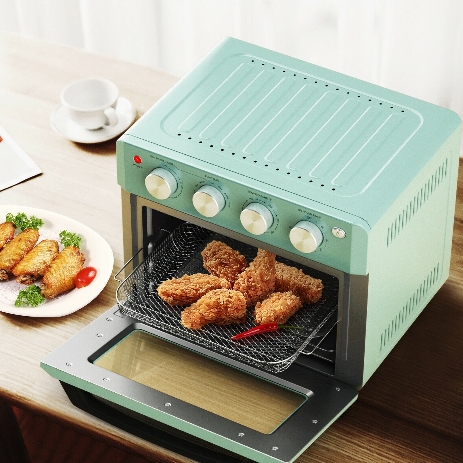 19 Qt Dehydrate Convection Air Fryer Toaster Oven with 5 Accessories, Green at Gallery Canada