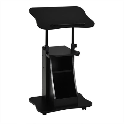 Sit-to-Stand Laptop Desk Cart Height Adjustable with Storage, Black Laptop Tables & Printer Stands Black at Gallery Canada