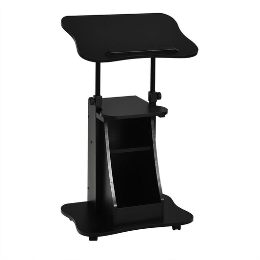 Sit-to-Stand Laptop Desk Cart Height Adjustable with Storage, Black - Gallery Canada