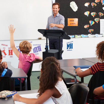 Sit-to-Stand Laptop Desk Cart Height Adjustable with Storage, Black Laptop Tables & Printer Stands at Gallery Canada