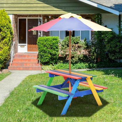 4 Seat Kids Picnic Table with Umbrella, Multicolor at Gallery Canada
