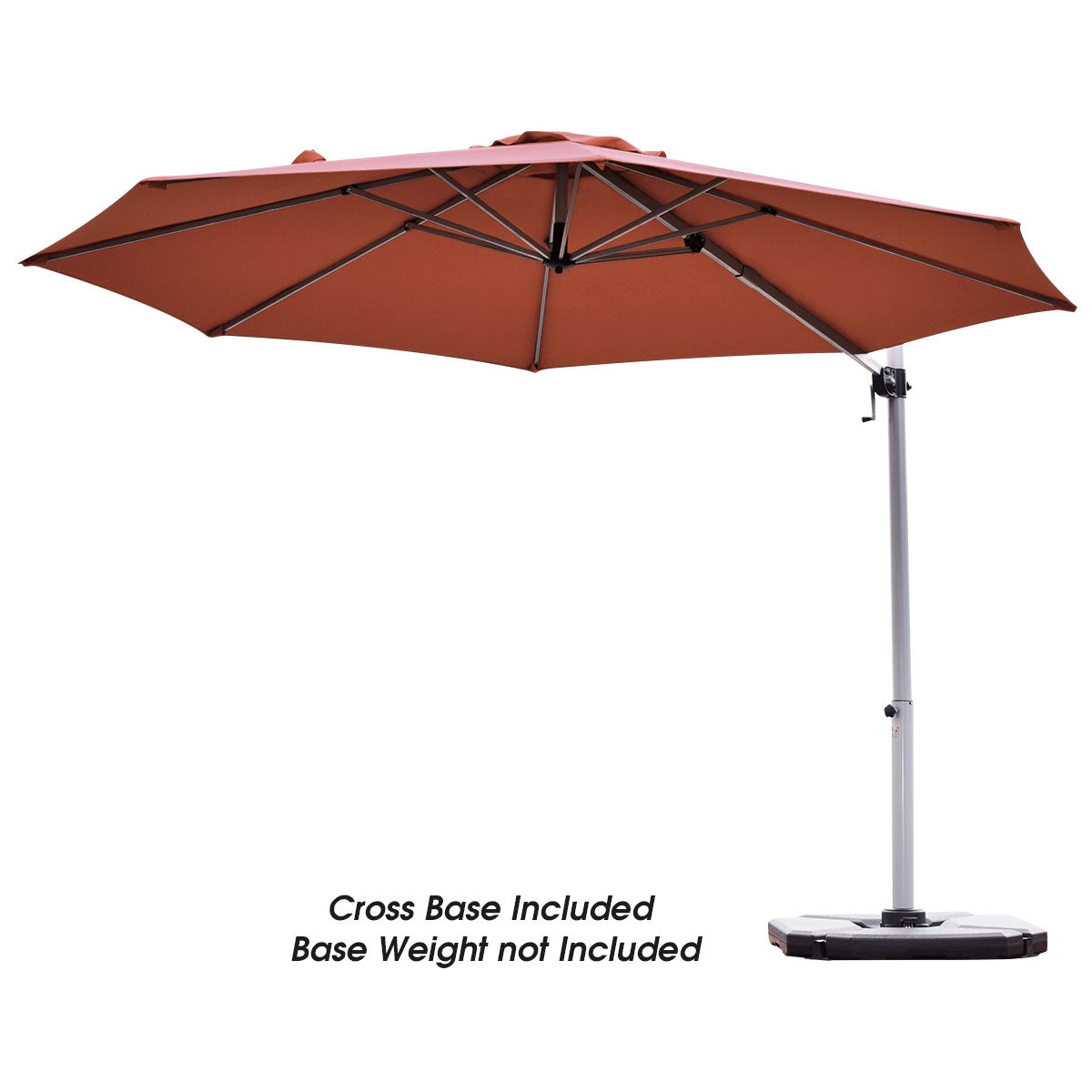11 Feet Patio Offset Cantilever Umbrella 360° Rotation Aluminum Tilt-Brick Red, Rust Red Outdoor Umbrellas at Gallery Canada