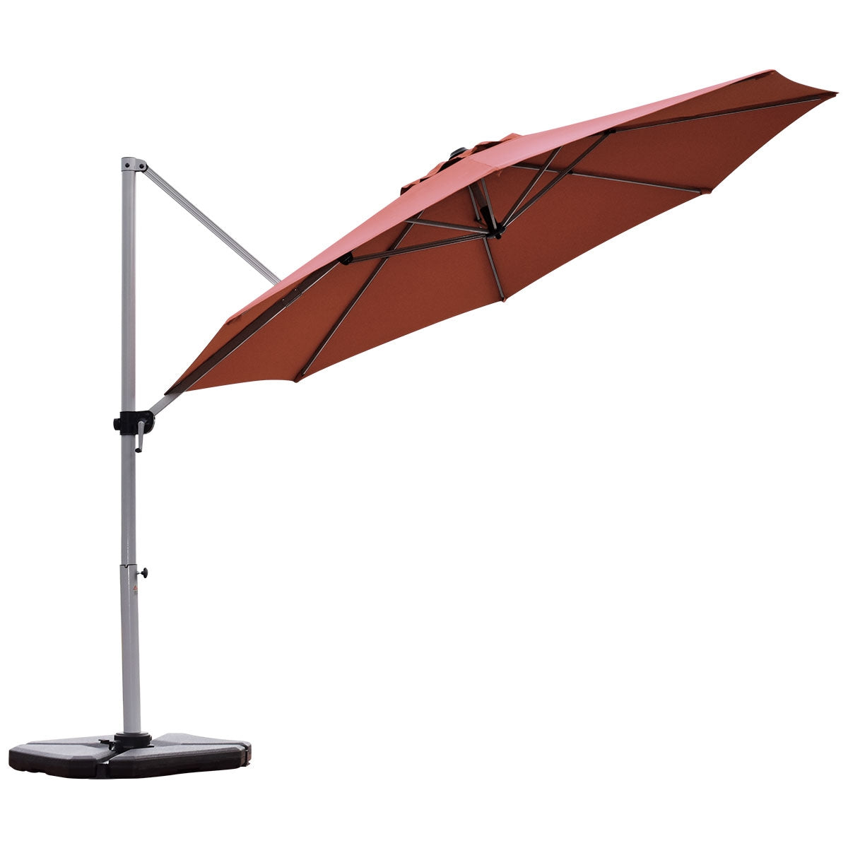 11 Feet Patio Offset Cantilever Umbrella 360° Rotation Aluminum Tilt-Brick Red, Rust Red Outdoor Umbrellas at Gallery Canada