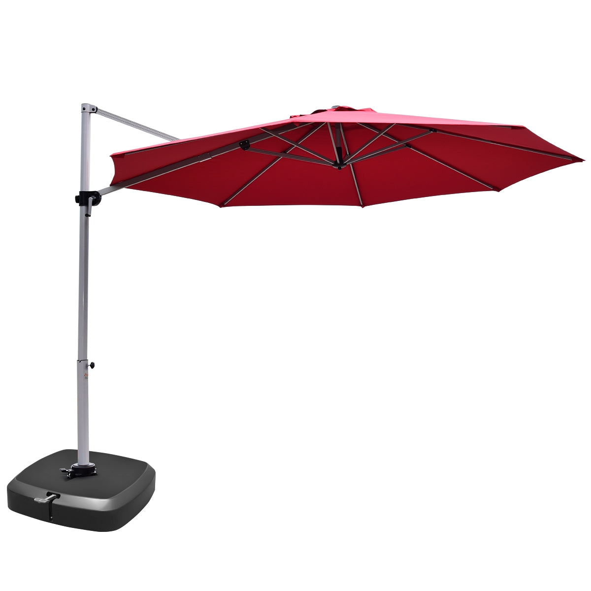 11 Feet Patio Offset Cantilever Umbrella 360° Rotation Aluminum Tilt, Red Outdoor Umbrellas Red at Gallery Canada