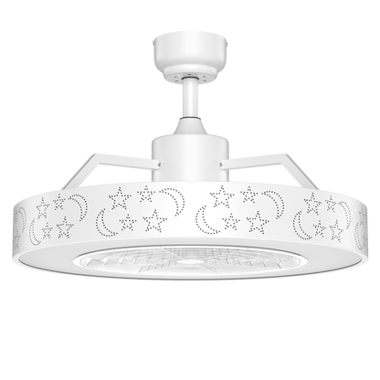 23 Inch Ceiling Fan with LED Light and Remote Control, White Ceiling Fans White at Gallery Canada