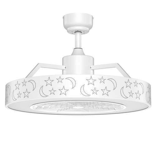 23 Inch Ceiling Fan with LED Light and Remote Control, White