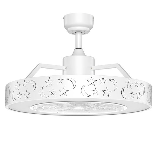 23 Inch Ceiling Fan With LED Light, Remote Control, White