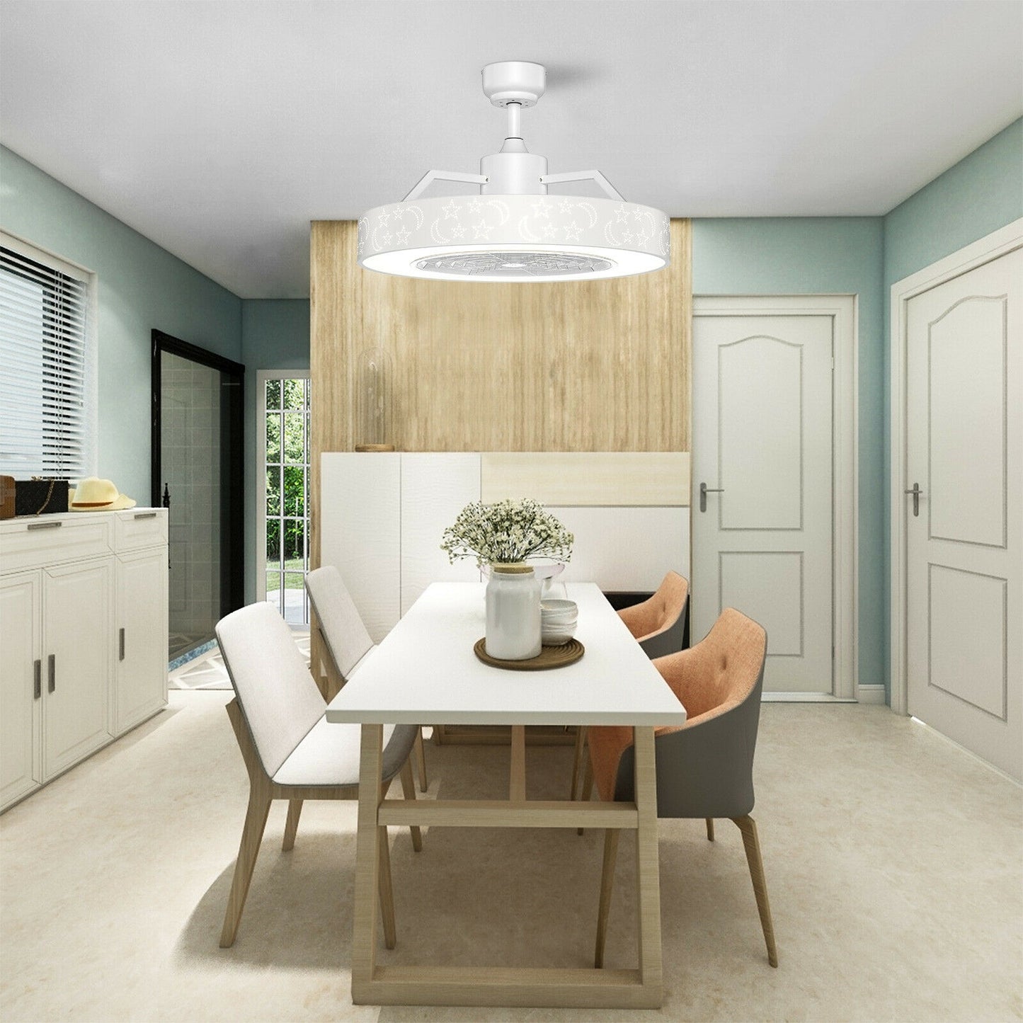 23 Inch Ceiling Fan with LED Light and Remote Control, White Ceiling Fans at Gallery Canada