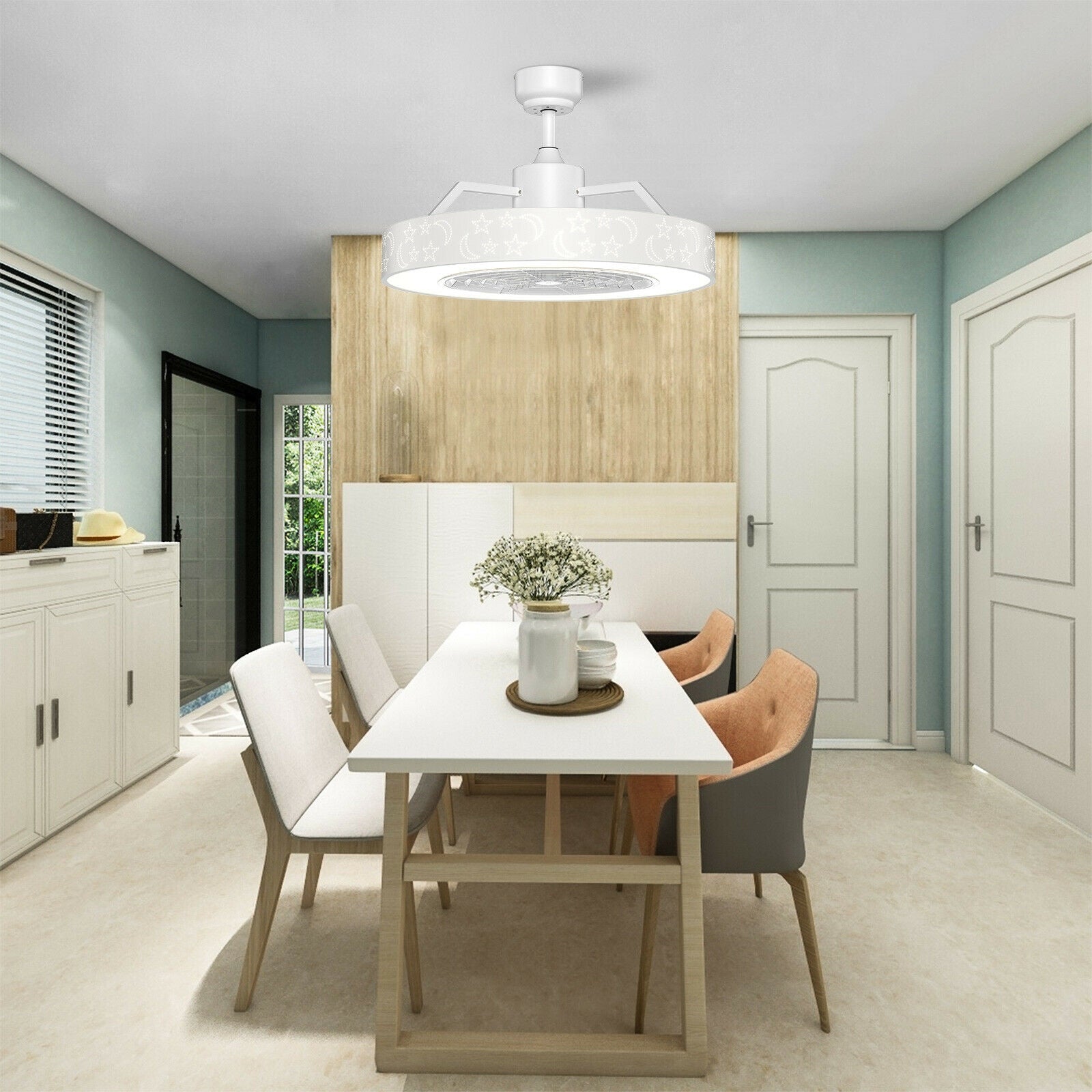 23 Inch Ceiling Fan with LED Light and Remote Control, White Ceiling Fans at Gallery Canada