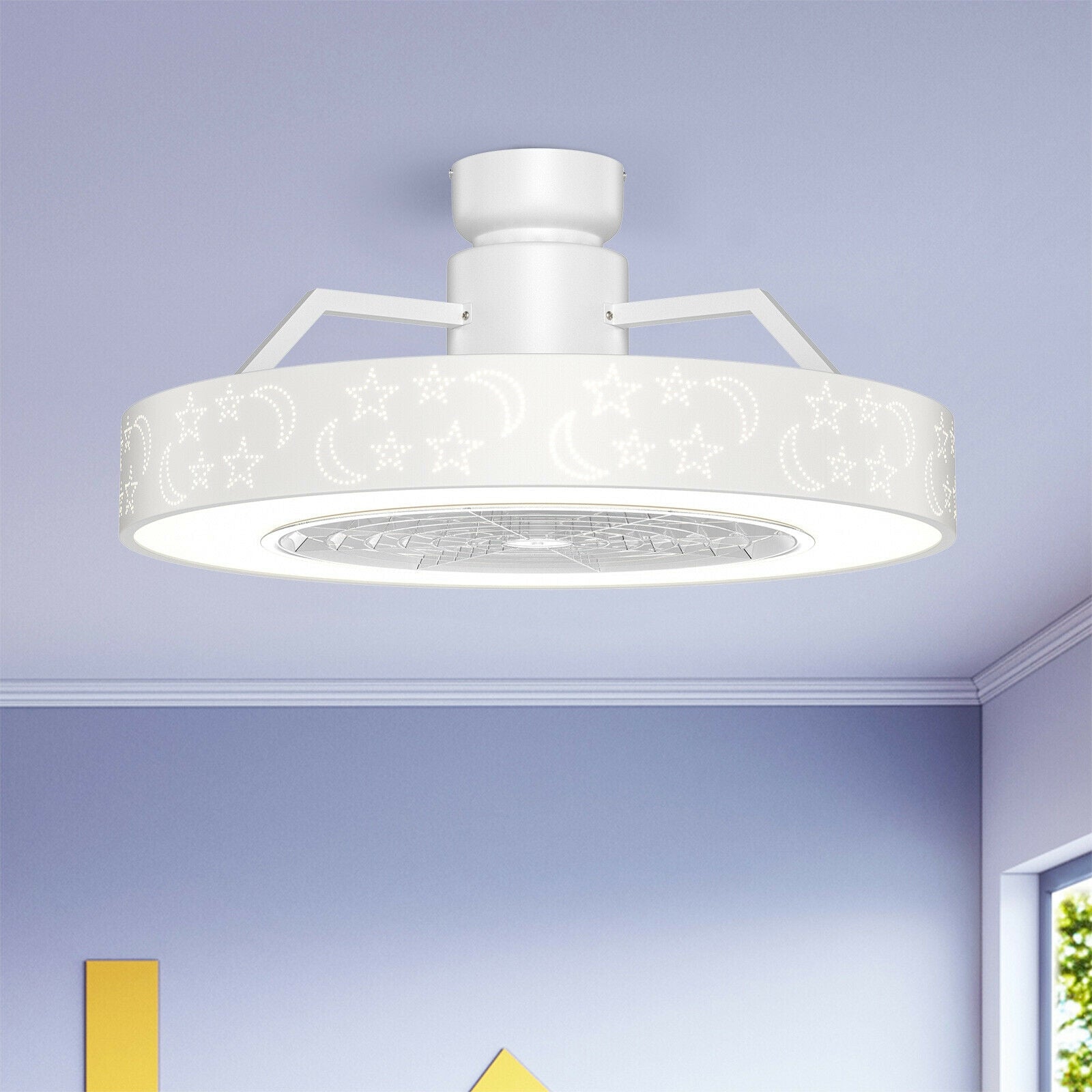 23 Inch Ceiling Fan with LED Light and Remote Control, White Ceiling Fans at Gallery Canada