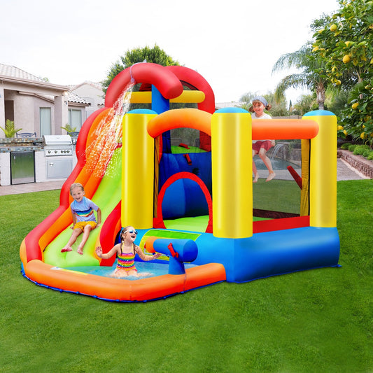 Inflatable Water Slide Bounce House with Pool and Cannon Without Blower - Gallery Canada