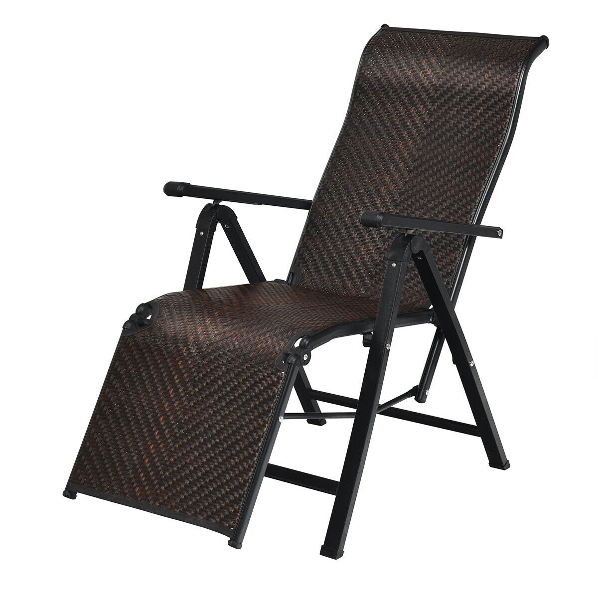 Patio Back Adjustable Rattan Folding Lounge Recliner Outdoor Chaise Lounges at Gallery Canada