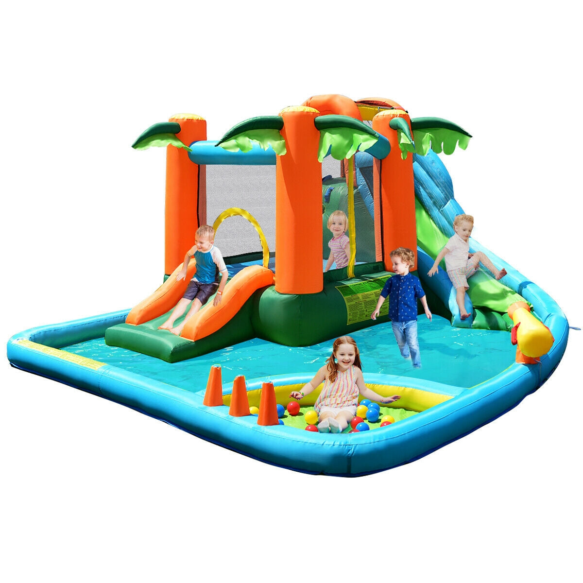 7-in-1 Inflatable Slide Bouncer with Two Slides Bounce House at Gallery Canada