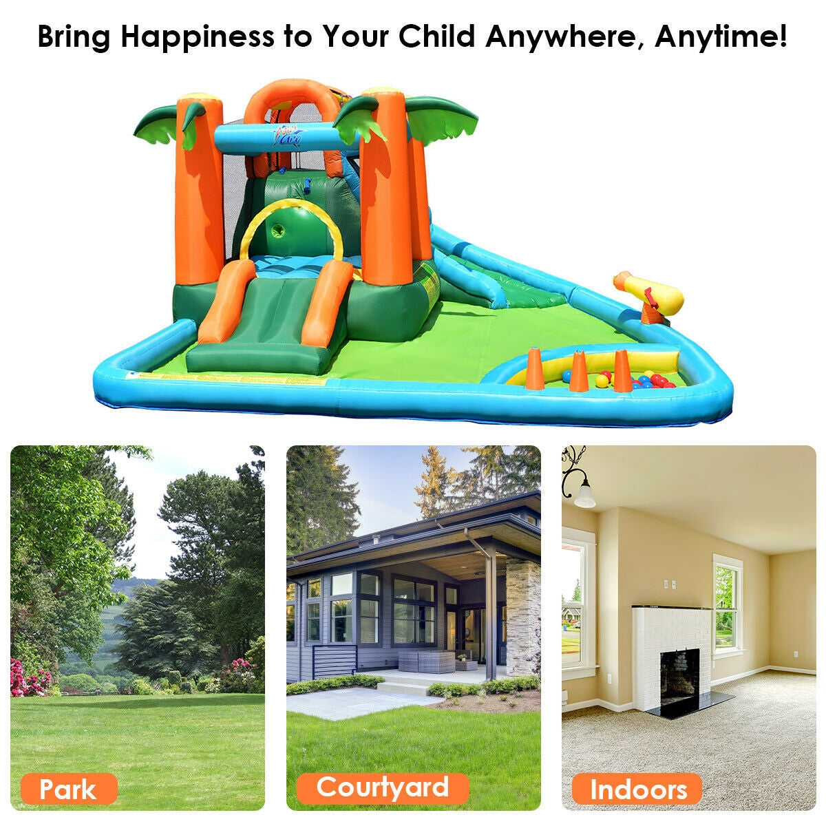7-In-1 Inflatable Slide Bouncer With Two Slides