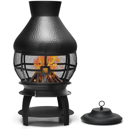 Patio Wood Burning Chimney Fireplace, Black Fire Pits Black at Gallery Canada