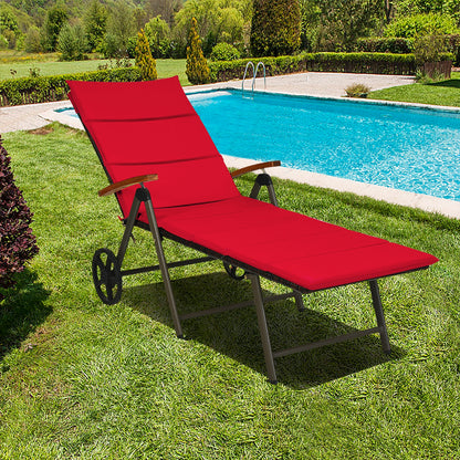 Outdoor Chaise Lounge Rattan Recliner Chair, Red Outdoor Chaise Lounges at Gallery Canada