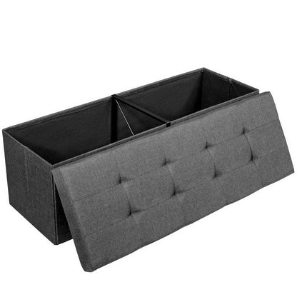 Large Fabric Folding Storage Chest with Smart lift Divider Bed End Ottoman Bench, Dark Gray - Gallery Canada