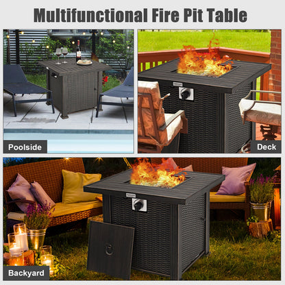 30 Inch 50000 BTU Square Propane Gas Fire Pit Table with Table Cover, Brown - Gallery Canada
