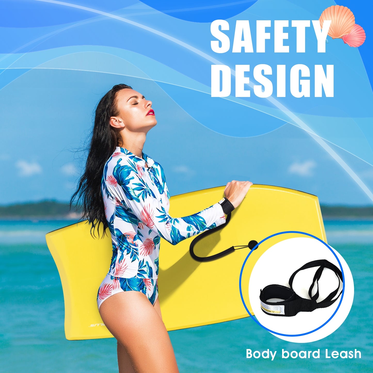 Lightweight Surfing Bodyboard, L, Yellow Surfing at Gallery Canada