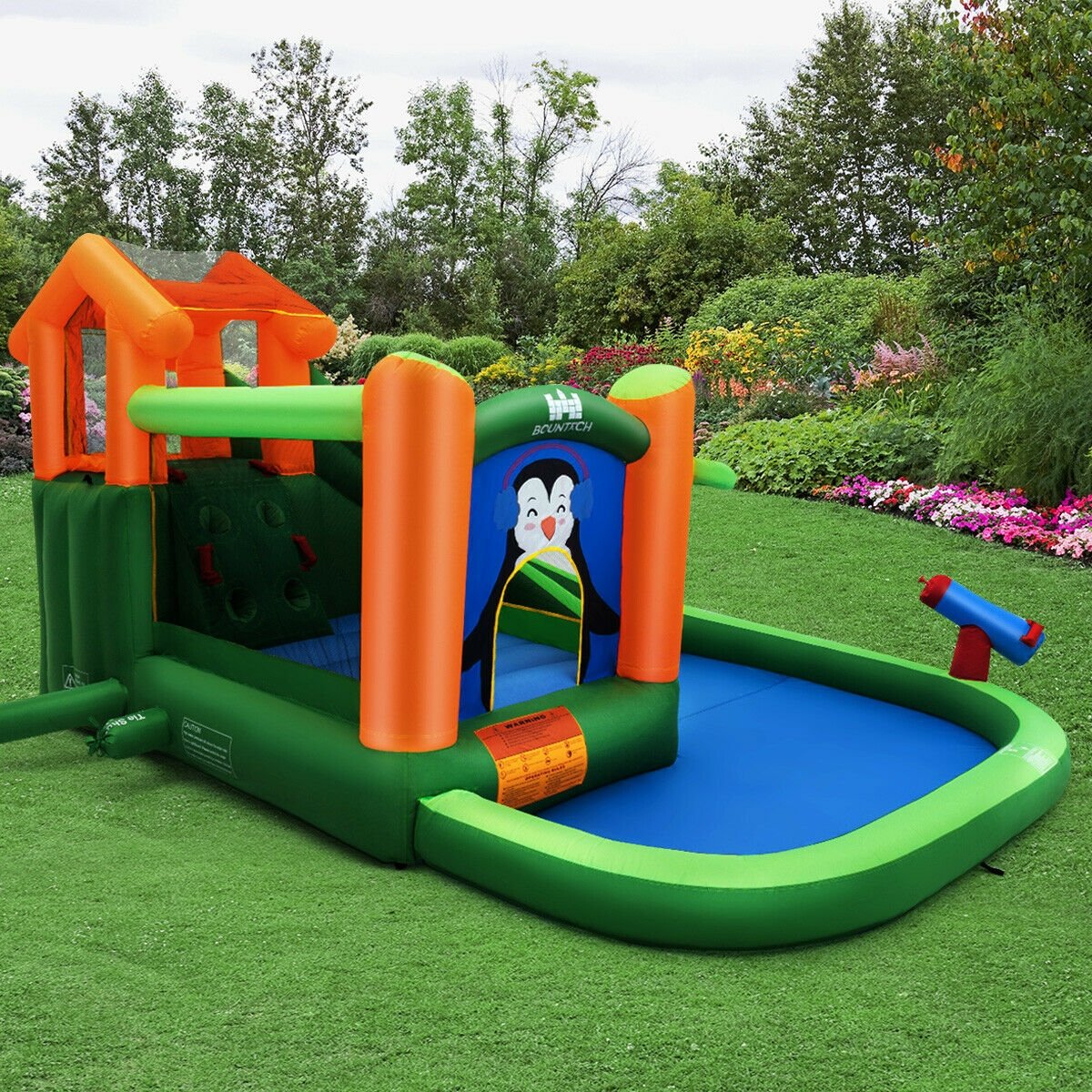 Inflatable Slide Bouncer and Water Park Bounce House Without Blower, Green - Gallery Canada