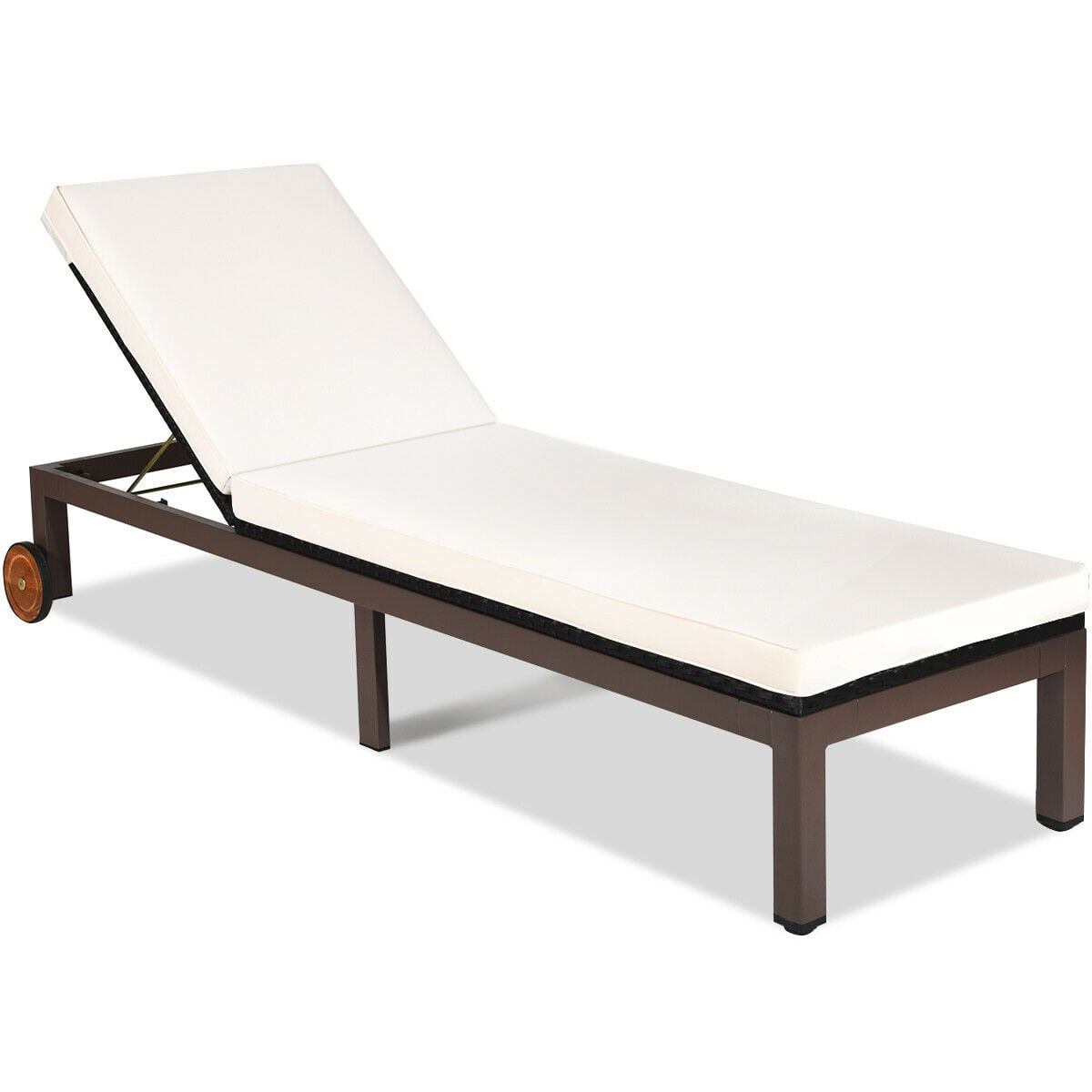Patio Chaise Lounge, Outdoor Rattan Recliner Chair, Beige Outdoor Chaise Lounges Beige at Gallery Canada