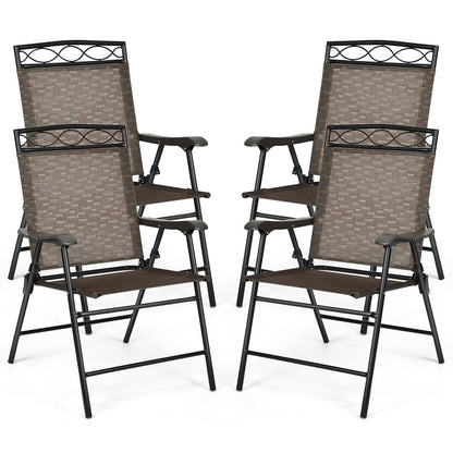 Set Of 4 Patio Folding Chairs, Brown Patio Dining Chairs Brown at Gallery Canada
