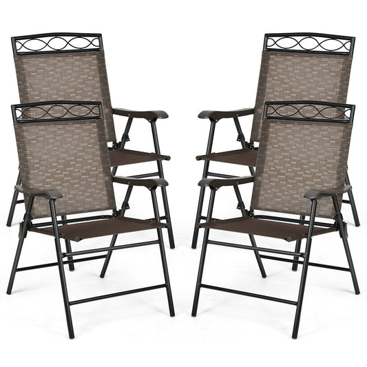Set Of 4 Patio Folding Chairs, Brown Patio Dining Chairs Brown at Gallery Canada