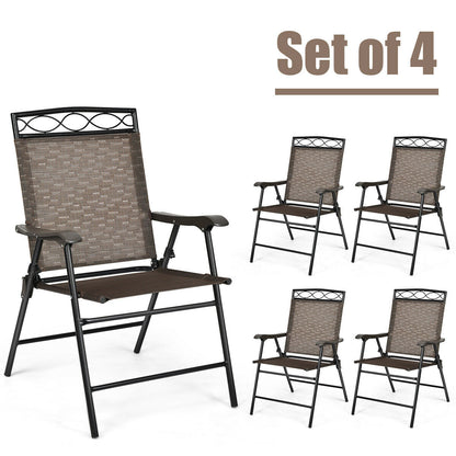 Set Of 4 Patio Folding Chairs, Brown Patio Dining Chairs at Gallery Canada