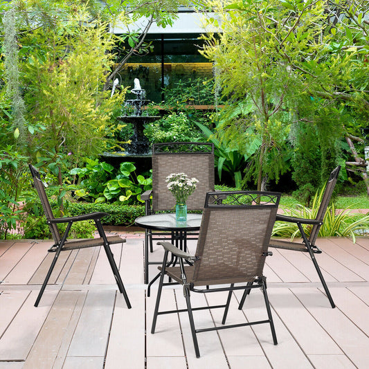 Set Of 4 Patio Folding Chairs, Brown Patio Dining Chairs Brown at Gallery Canada